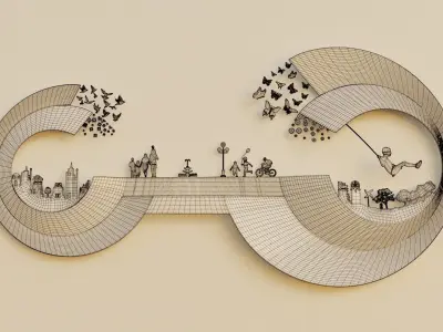 3dwall art with semi 2 circles 3D model