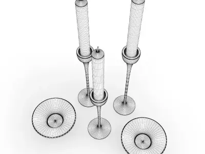 Glass Candlesticks Set 3D model