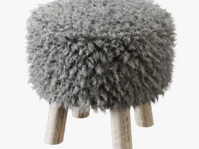 Luxury Gotland sheepskin stool 3D model