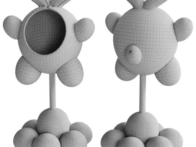 Creative Rabbit Storage Decoration - Resin - Yellow 3D model