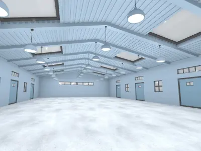 Warehouse industrial building Low-poly 3D model