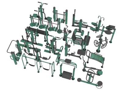 Outdoor Fitness Equipments Collection  3D model