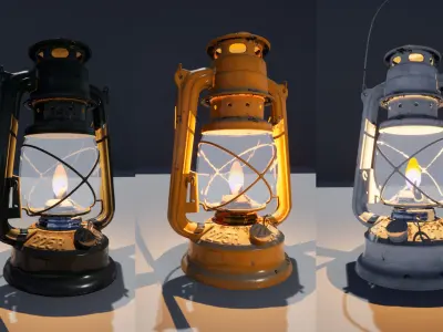 Old Lantern with LODs Low-poly 3D model