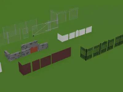 Fences and Walls Free low-poly 3D model