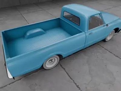 Generic Classic American Long Bed Pickup Truck Low-poly 3D model