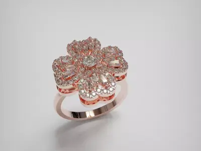 Diamond Clover  turnable rotation ring 3D print model