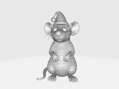Christmas Mouse Festive Holiday Mouse Santa Hat Mouse  3D print model