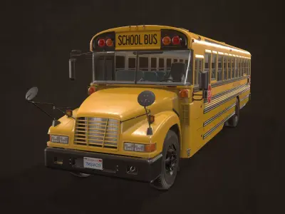 School Bus Low-poly 3D model