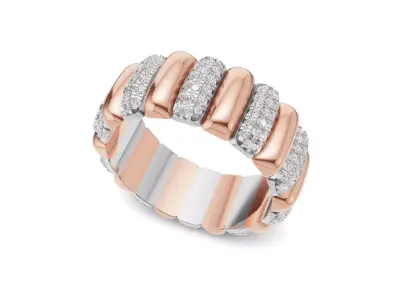Bold Two-Tone Crystal Eternity Band with Diamond 3D print model