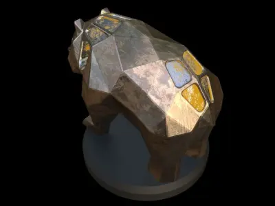 Steampunk Panda Low-poly 3D model