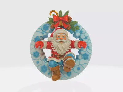 Santa Claus Christmas Wreath Ornament Festive Holiday  3D print model