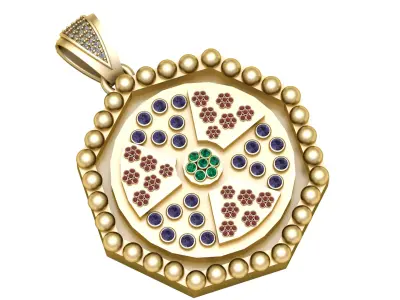 Royal Mandala Gem Pendant 3D print model