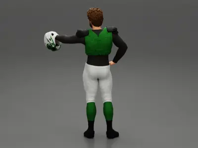 Rugby player holding a helmet in hands 3D print model