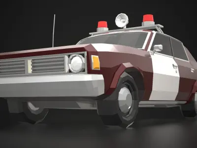 Low-Poly Retro Police Car 02 Low-poly 3D model