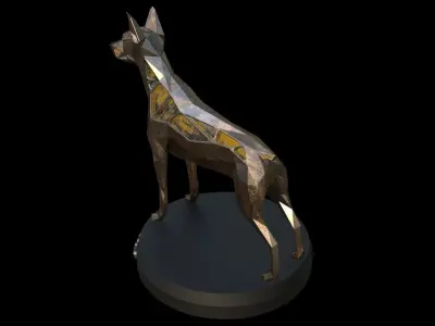 Steampunk Doberman Pinscher  Low-poly 3D model