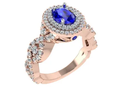 Oval Halo Twisted Ring 3433 3D print model