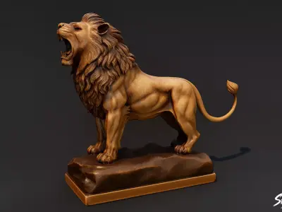 Lion Statue V7 Low-poly 3D model