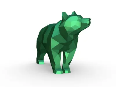 Bear low poly polygonal 3D print model