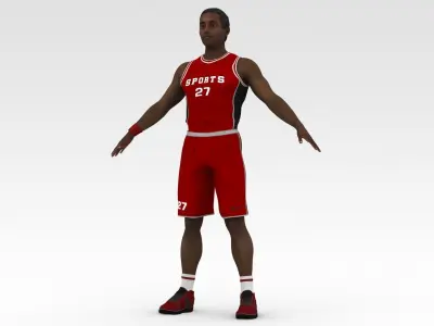 Basketball Player Red Player 02 3D model