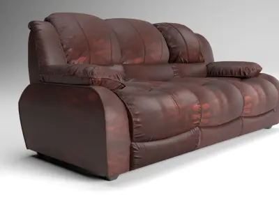 Three seater sofa Low-poly 3D model