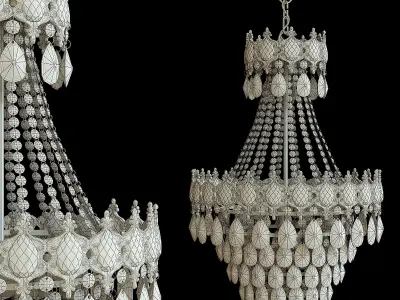 LARGE VINTAGE CRYSTAL Chandelier Low-poly 3D model