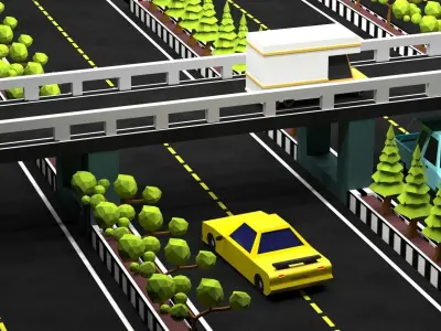 Cartoon Low-Poly Game level for car racing game-ready 3D model Low-poly 3D model