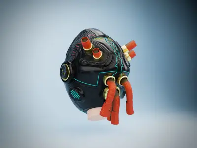 Sci-Fi Helmet 3d Modeling Zbrush Blender Low-poly 3D model