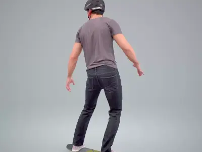 Sporty Man on the Skateboard SMan0302-HD2-O01P01-S 3D model