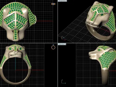 Panther ring 3D printable for gold and silver  3D print model