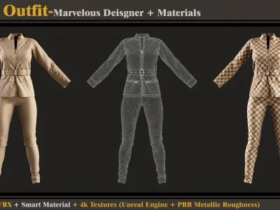 Girls Outfit- MD-Clo3d - Smart Material- Textures -OBJ- FBX 3D model