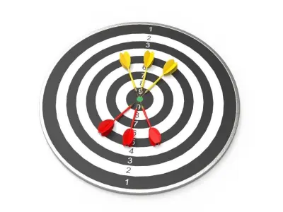 DartBoard - Realistic dart board with darts in center 3D model