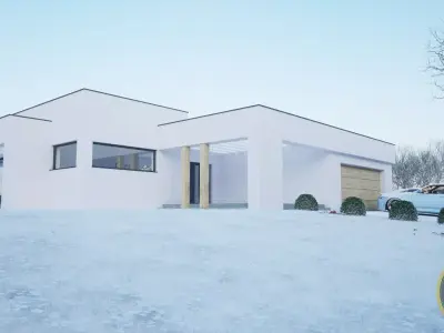 one story modern house villa exterior model 3D model