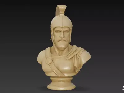 Greek God Ares Bust Low-poly 3D model