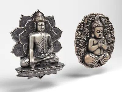 Buddhas 2 Low-poly 3D model