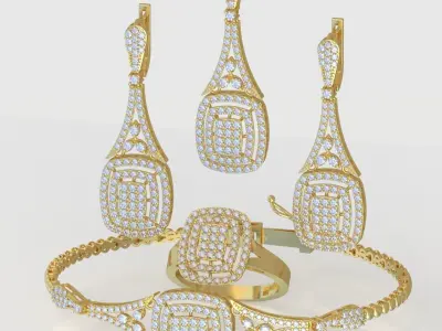 Ring Bracelet Earring and Pendant Set 3D printable model 0109 3D Model Pack