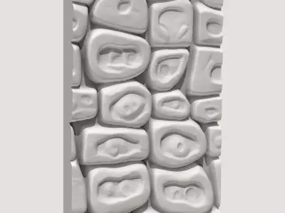 Raw Uncut Rock Wall Modular Kit 3D model