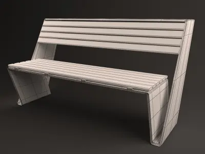 Bench Model with wooden slats Free 3D model