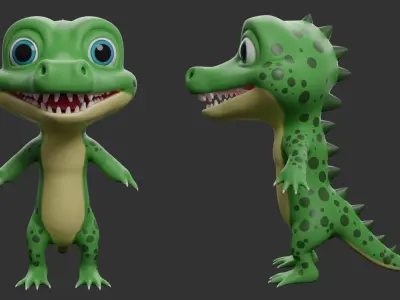 Crocodile 2 Cartoon Low-poly 3D model