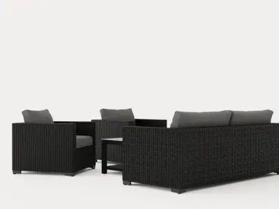 Ninja sofa group black Low-poly 3D model