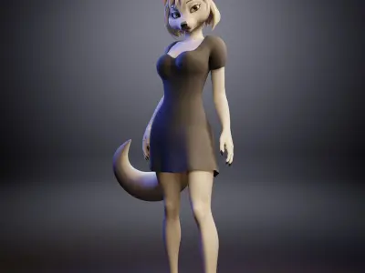 White fox Alba low poly rigged character Low-poly 3D model