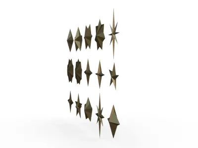 star set low poly group of gold stars 3D print model