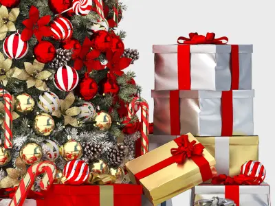 christmas tree with gifts 3D model