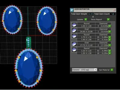 luxury oval shape locket set 3d printable model 3D print model