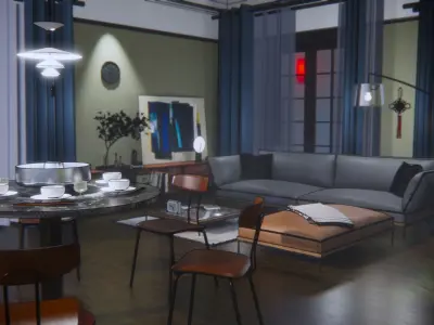 Living room 3D model 10