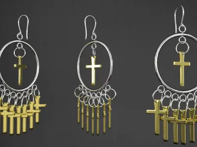 earrings mannequin wearing with cross 3D model