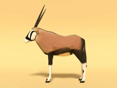 Low Poly Cartoon Gemsbok Oryx Gazella Low-poly 3D model
