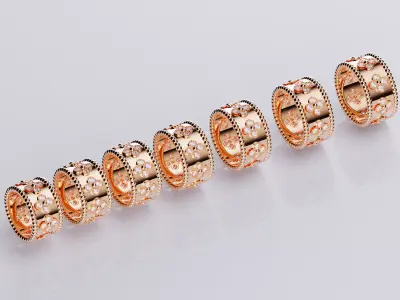 Perlee Clovers Rings Style All Sizes Collection Separate 3D print model