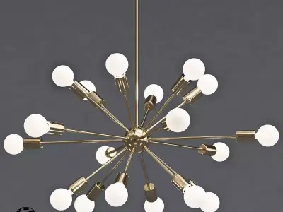 Sputnik Gold Chandelier 18 3D model