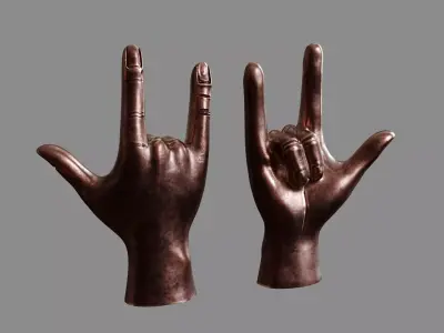 Rock Hand Gesture Sculpture 3D model