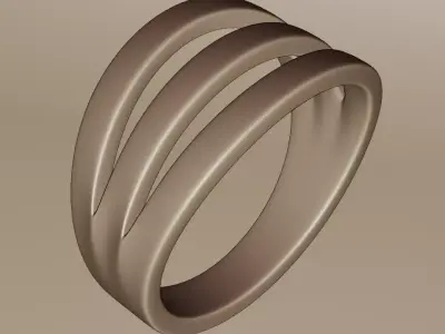 Triple Split Band Ring - Minimal Geometric Cutout 3D print model